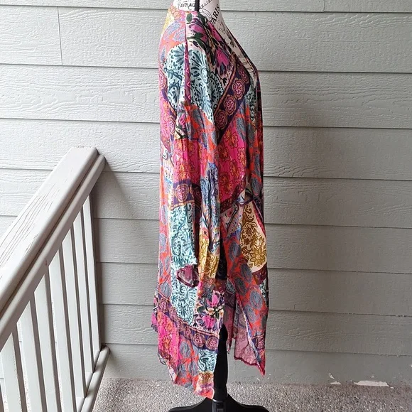 Natural Life Sierra Patchwork Print Duster Size L/XL Boho Multicolor Casual - Picture 6 of 11